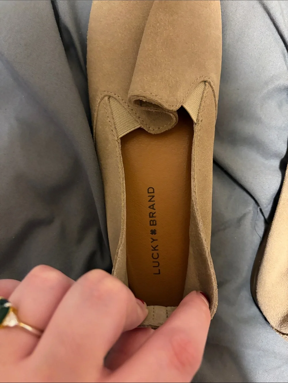 Lucky Brand Tan Suede Slip-On Flats